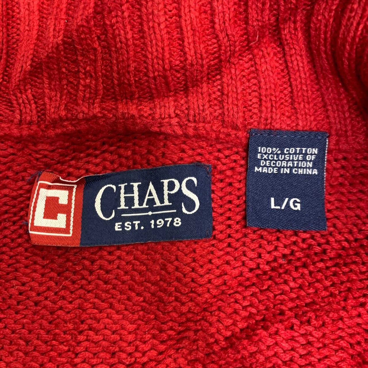 CHAPS ニット セーター Lサイズ チャップス ハーフジップ レッド 