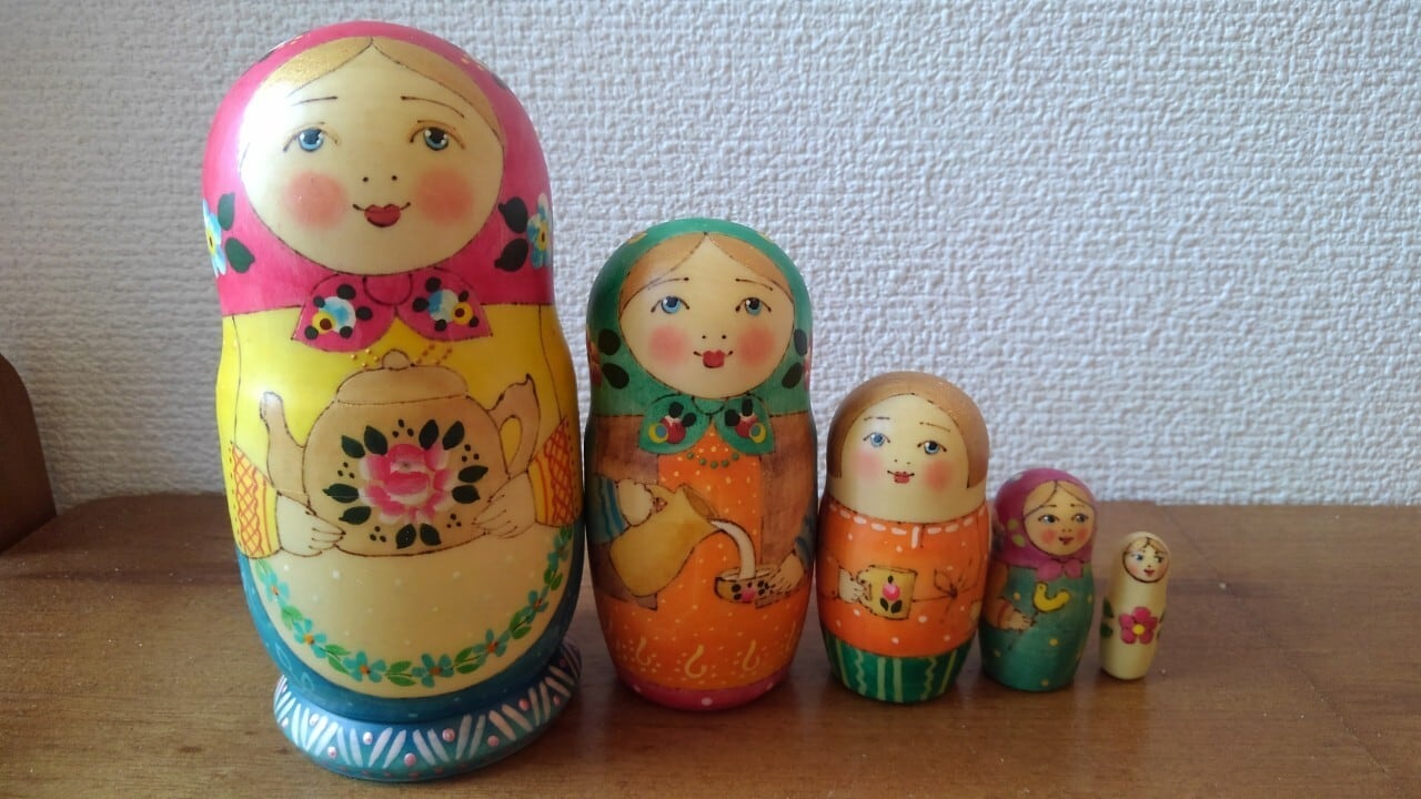 LYH316】北欧ロシア雑貨 リューバ作のマトリョーシカ シマエナガ