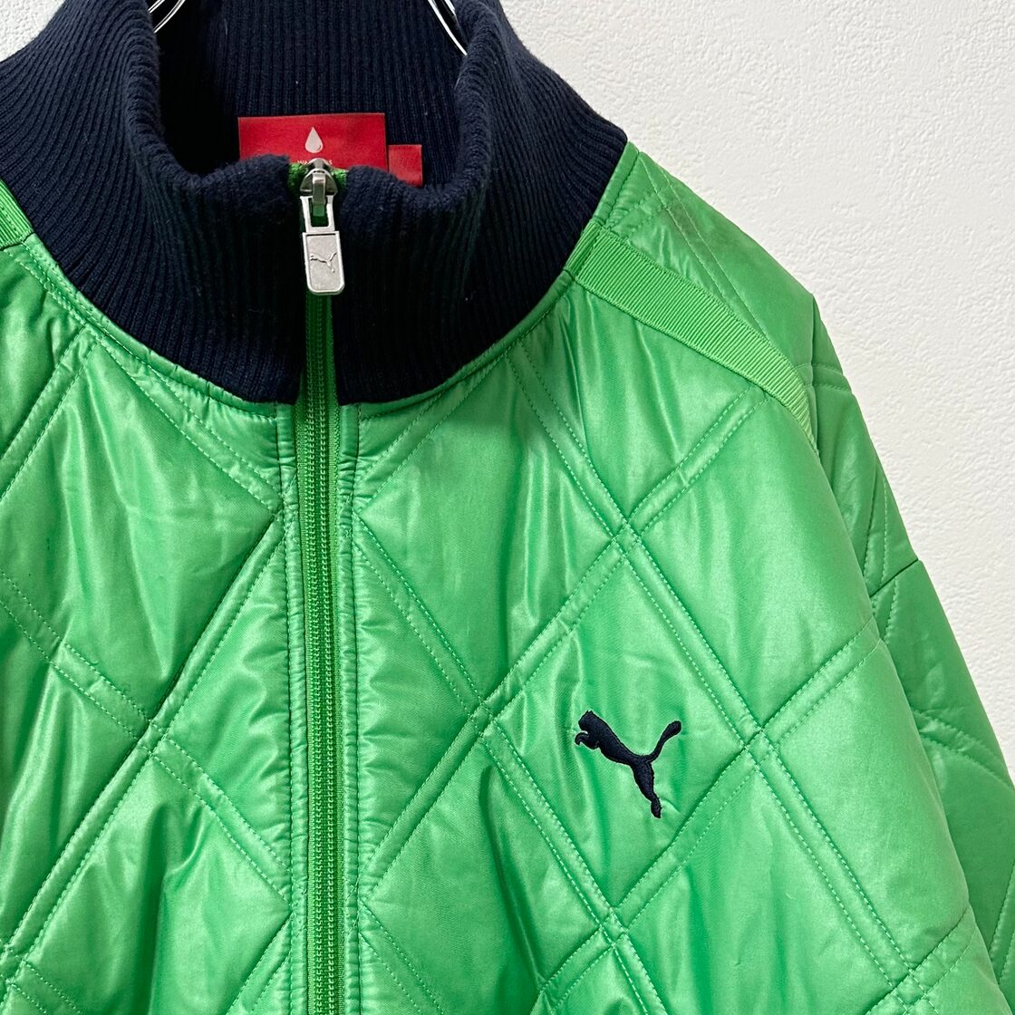 PUMA/プーマ☆キルティングジャケット☆中綿☆グリーン×ネイビー/緑×紺