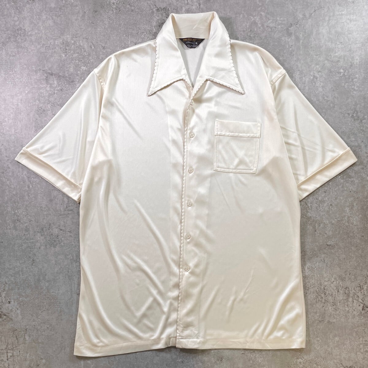 70年代 JC Penney 半袖 ポリエステルシャツ ポリシャツ メンズXL 古着