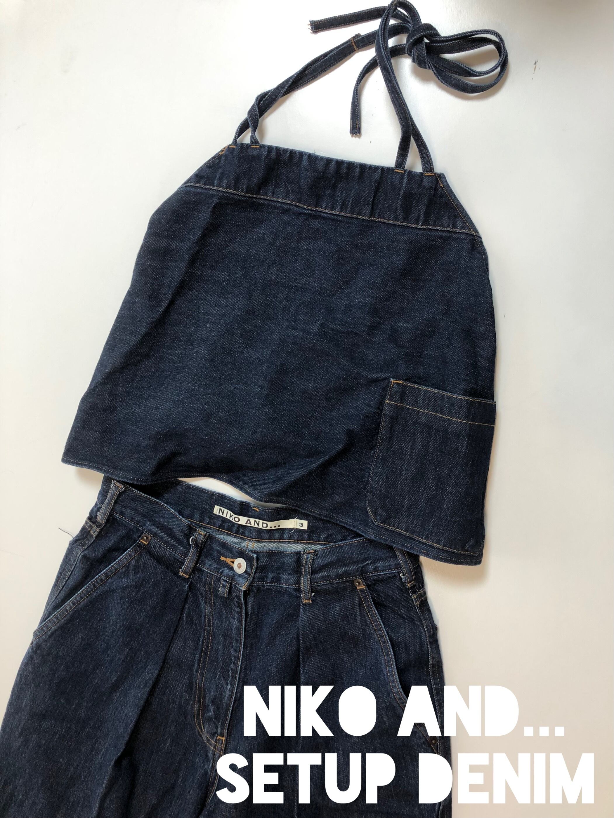 美品3 niko and... ニコアンド キャミセットワイドデニムパンツ432