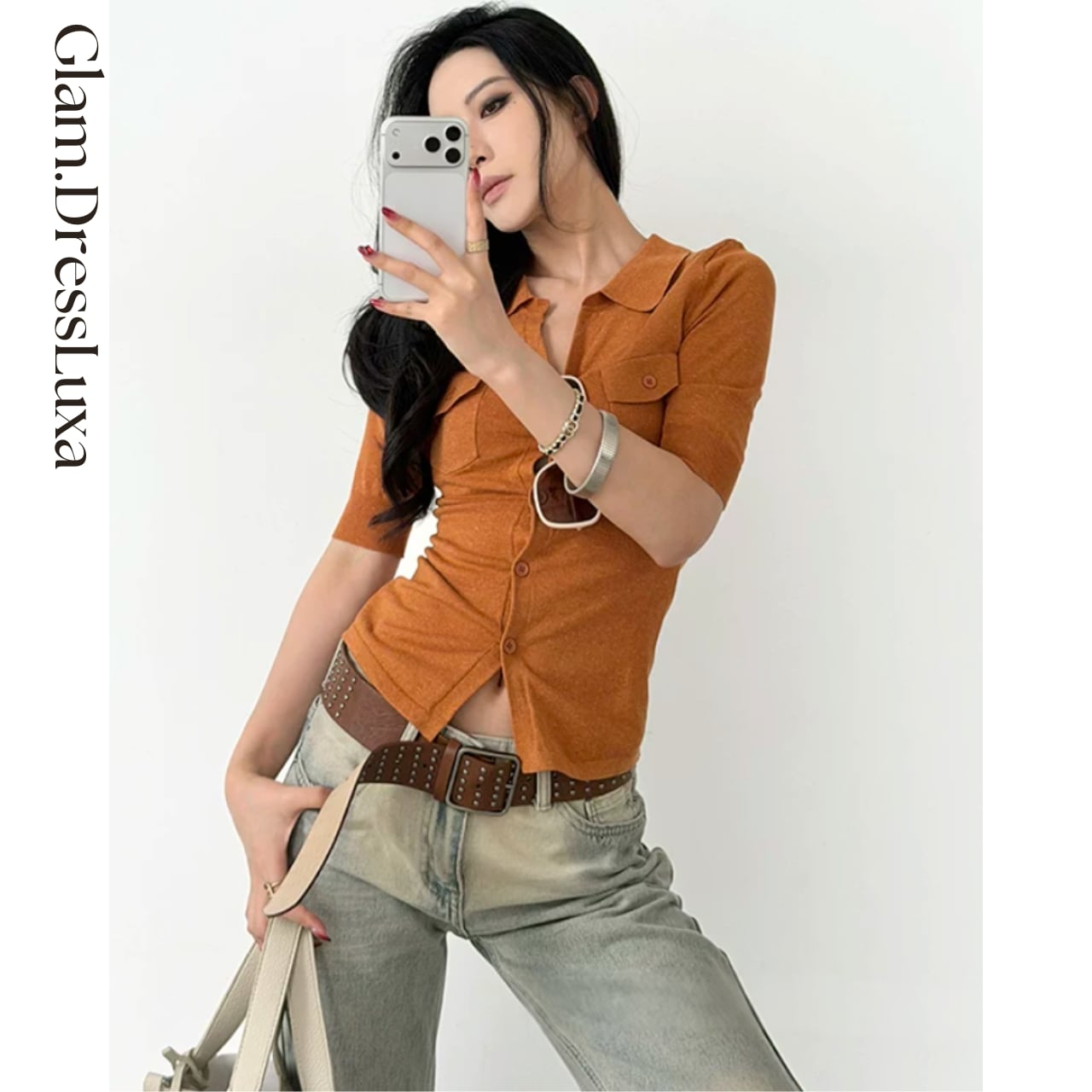 Linen Touch スキッパーニットシャツ_T571