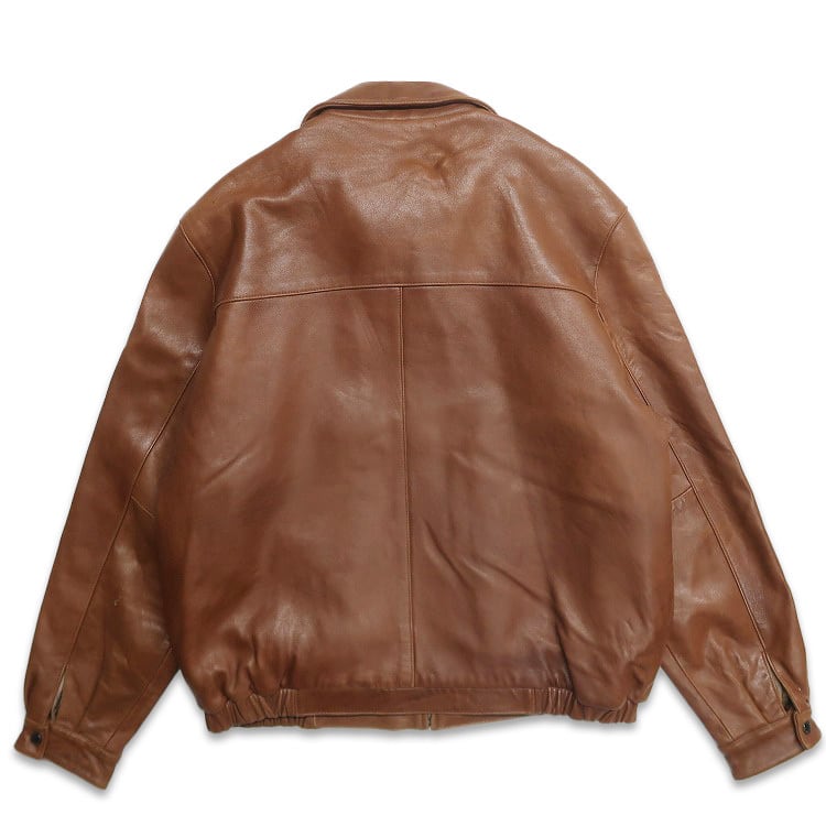 古着 本革レザージャケット 茶色 XL ジップアップ ブルゾン ブラウン革ジャン 古着 アイゾッド IZOD 本革 レザー ジャケット ブルゾン ブラウン 表記