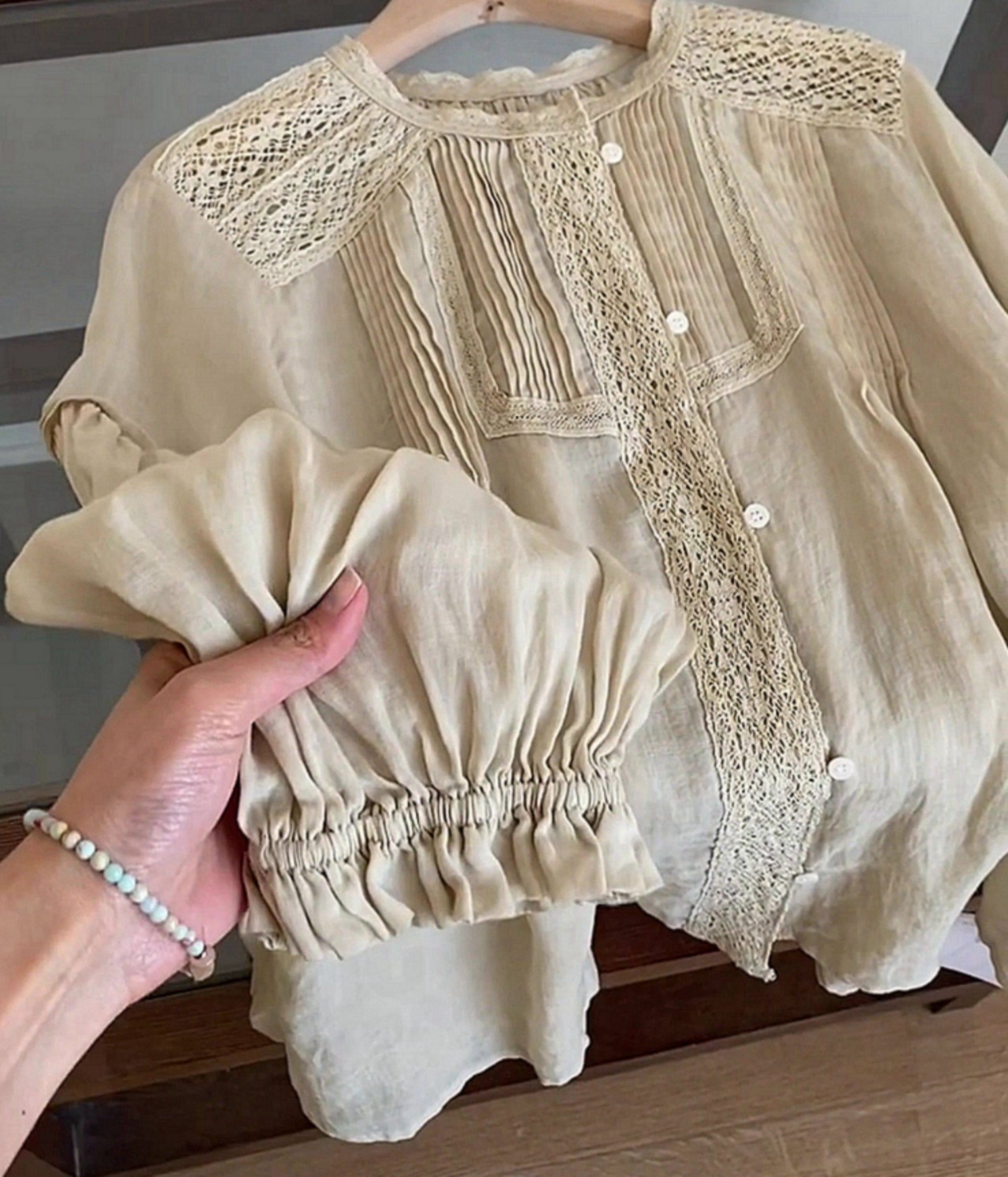 ランタンスリーブ リネン ブラウス