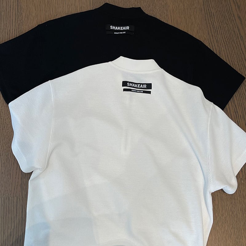 dannyandzee定番ワッフルハーフジップ半袖シャツ | mblueshop