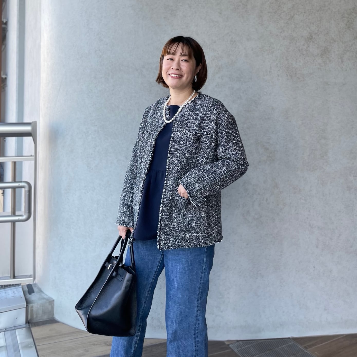 ラスト① ゆったり着痩せ♡普段～お式♡ノーカラーツイードジャケット