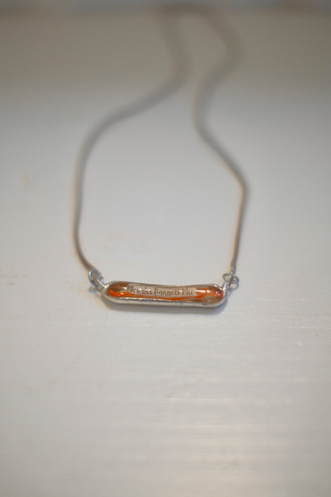 Bean Shaped Stone Pendant Necklace / ORANGE - 2