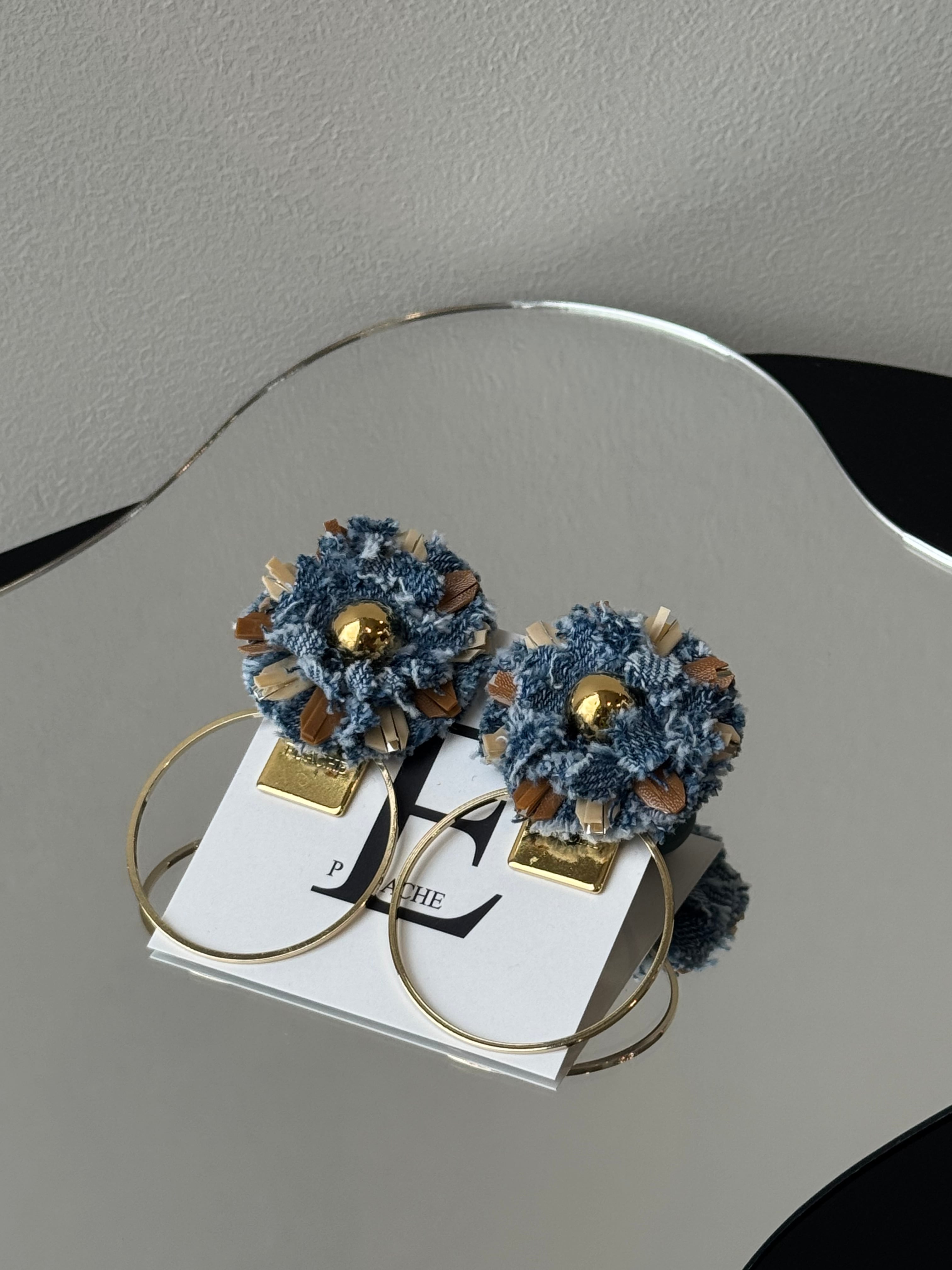 denim flower thin hoop design