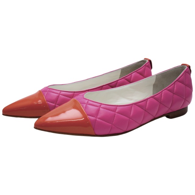 キルティングパンプス／オレンジ／ピンク