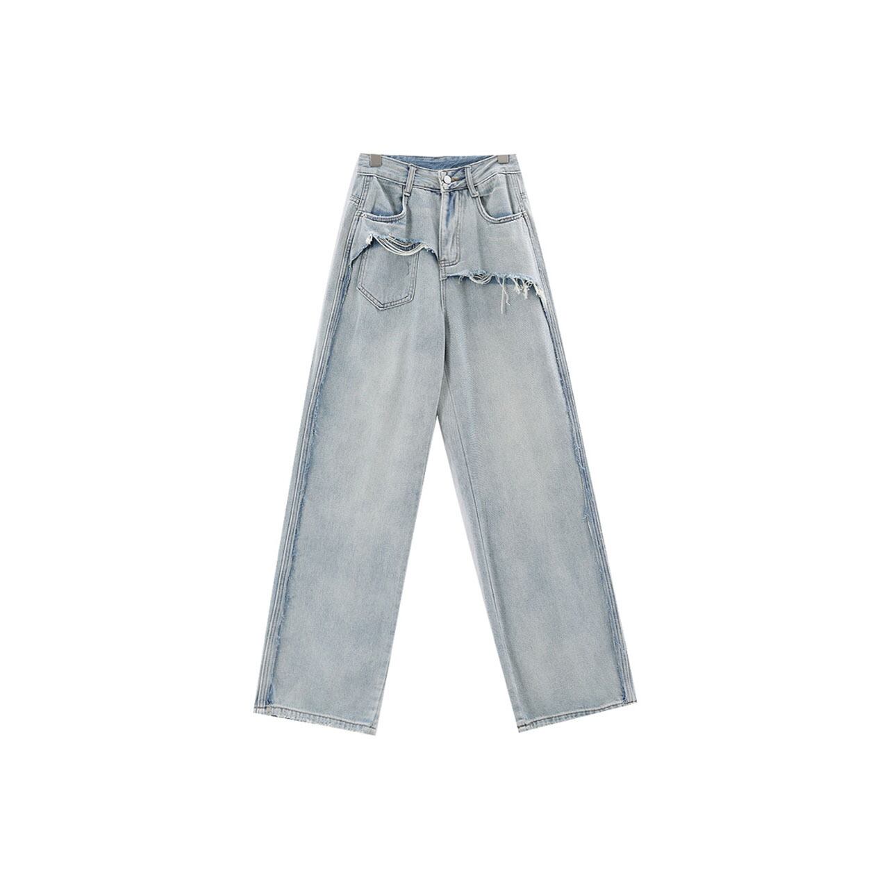Damage Layered Straight Jeans | LITZY 公式オンラインストア