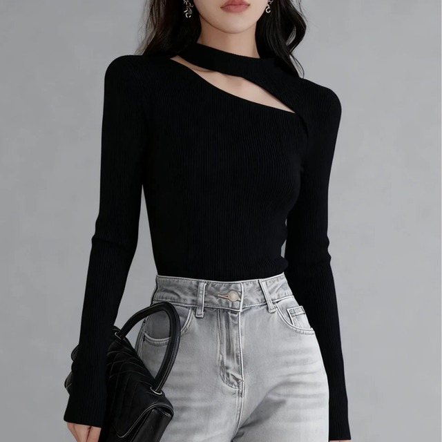 Halter-neck knit top (ME503)