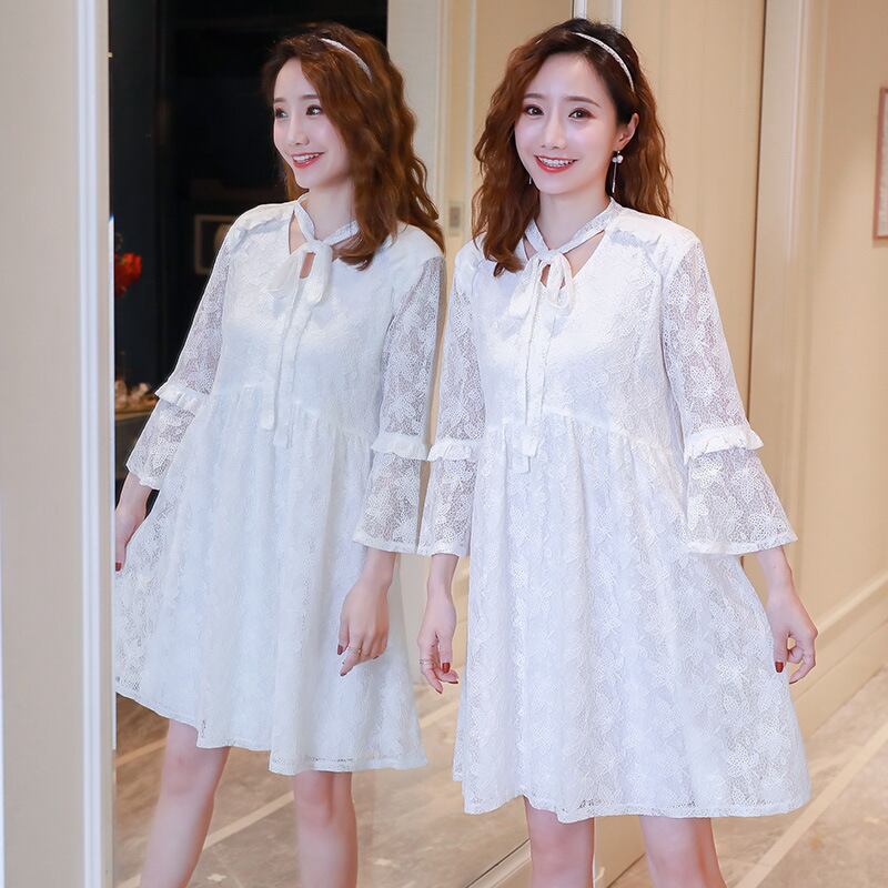 【新作】【送料無料】 新しいレースのマタニティドレス、ファッションレースの中空マタニティドレスのマタニティドレス2019春と夏のバージョン-アリババ スプリング 春物 サマー 夏物 expec237363049445