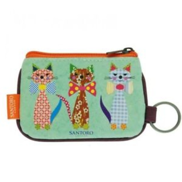 【送料無料】キーリングジップsantoro039;s cats with bowties  keyring zip purse