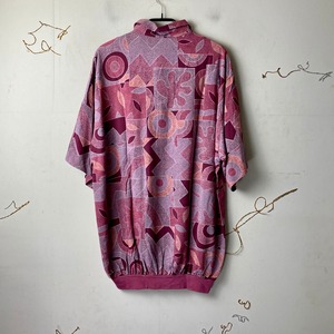 old abstract pattern rayon pullover rib shirt