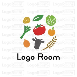 No769 野菜や食物をモチーフにしたロゴ【野菜、食べ物、明るい、親しみ、楽しい、農家、販売、農業、ファーム、ショップ、小売、店舗】