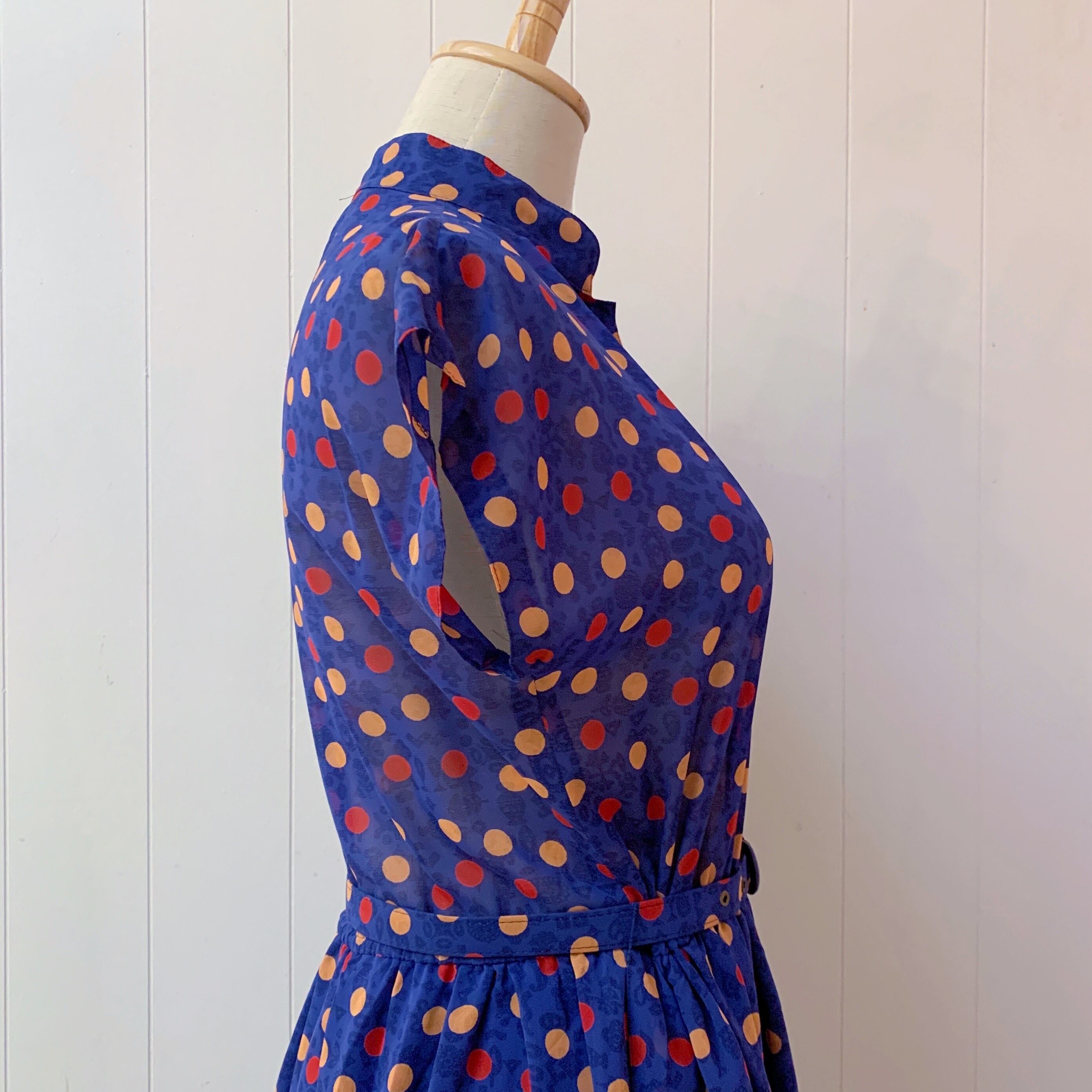 pop coin dot blue sheer one-piece