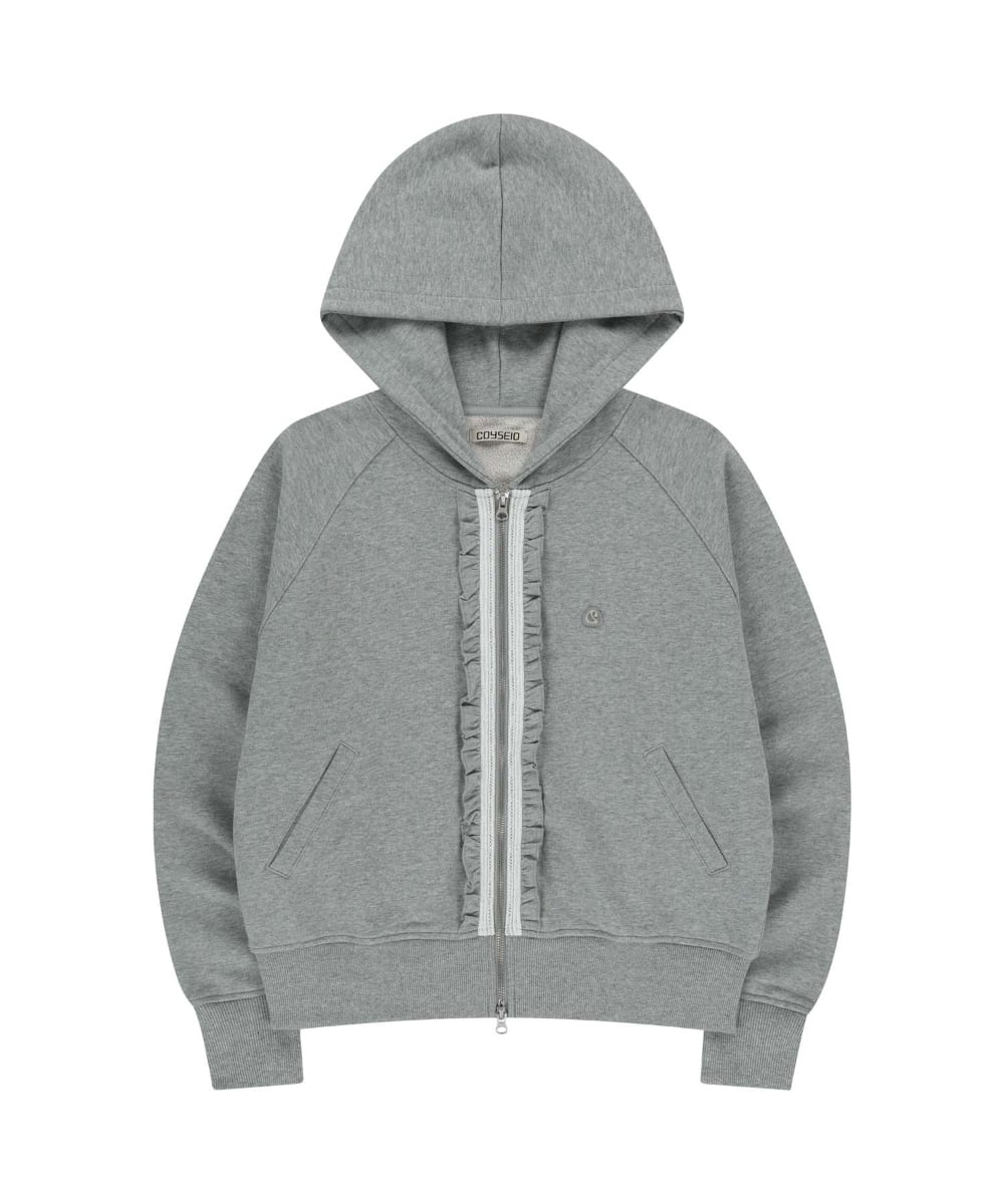 COYSEIO] RUFFLE LACE HOOD ZIP-UP MELANGE GREY 正規品 韓国ブランド