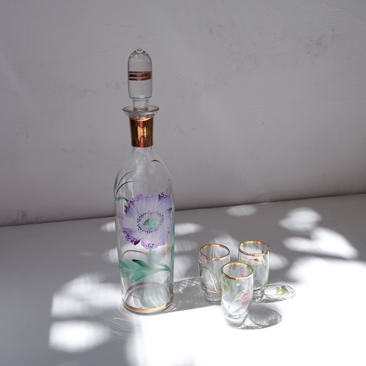 お花のペイントのミニグラス