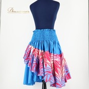 フラダンス 衣装 パウスカート エムエムジェイ MMJ ブルー系 日本製 ピンク系 ホワイト系 ダブル アシンメトリー フラ ダンス 可愛い 花柄 華やか 鮮やか 青 ハワイアン アロハ ハワイアンプリント ダンス衣装 レディース