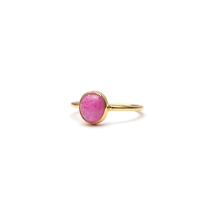 S925 PETIT STONE THIN RING -PINK TOURMALINE-