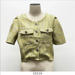 24NEW 半袖 ツイードジャケット 夏ジャケット 韓国風