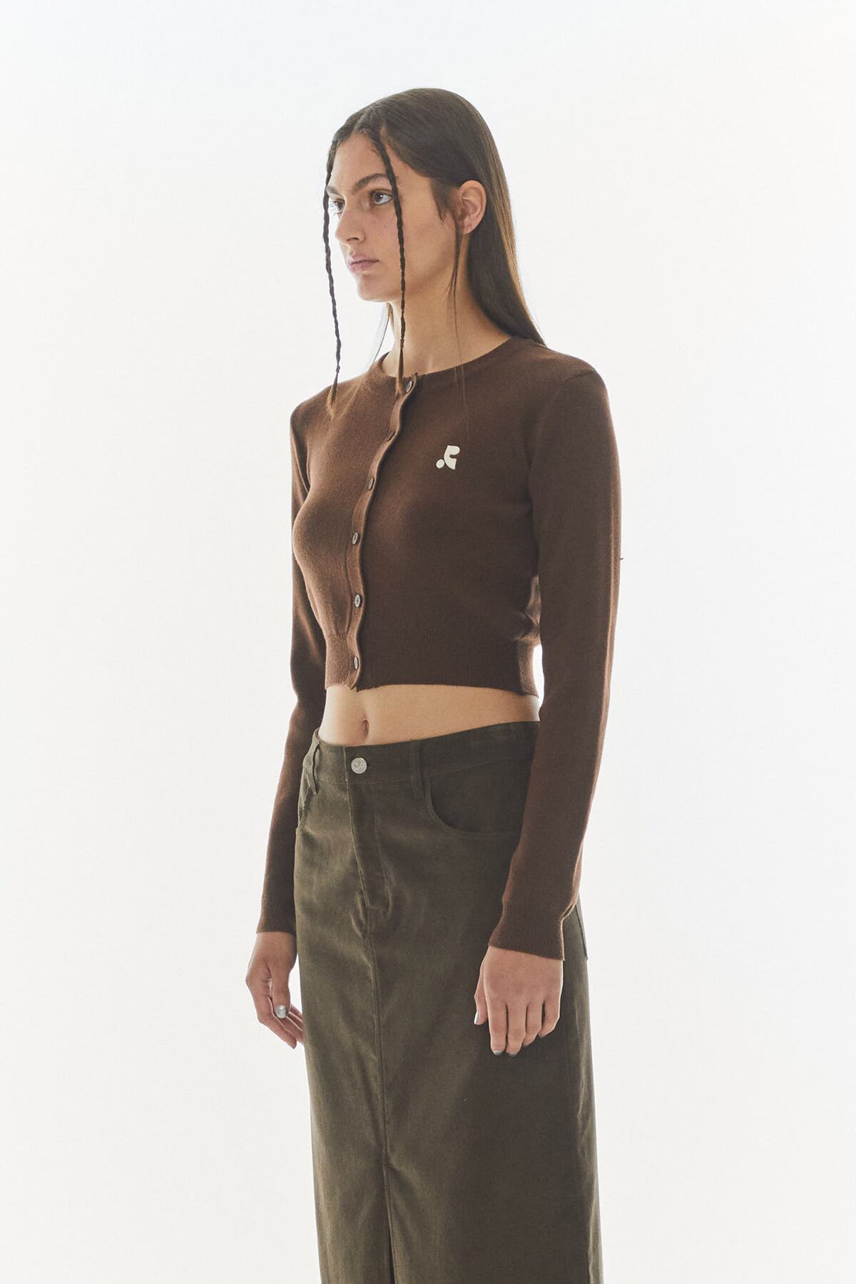 Rest & Recreation] CROPPED KNIT CARDIGAN - BROWN 正規韓国ブランド