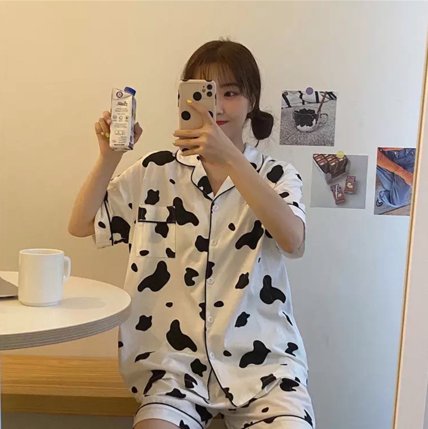 送料無料】モーモー牛さん♡ パジャマ 半袖 牛柄 半ズボン 夏 コットン