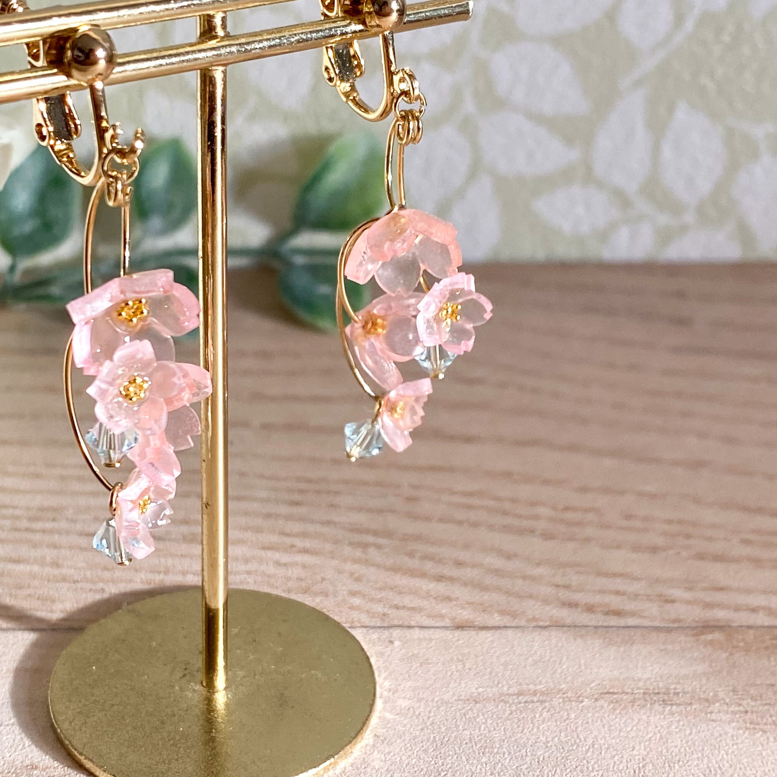 春色桜のイヤリング(ピアス) | ユメイロ ウサギ