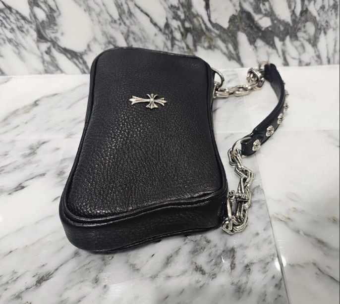 CHROME HEARTS クロムハーツ THE NIGHT Cross Chain Leather Hand Bag