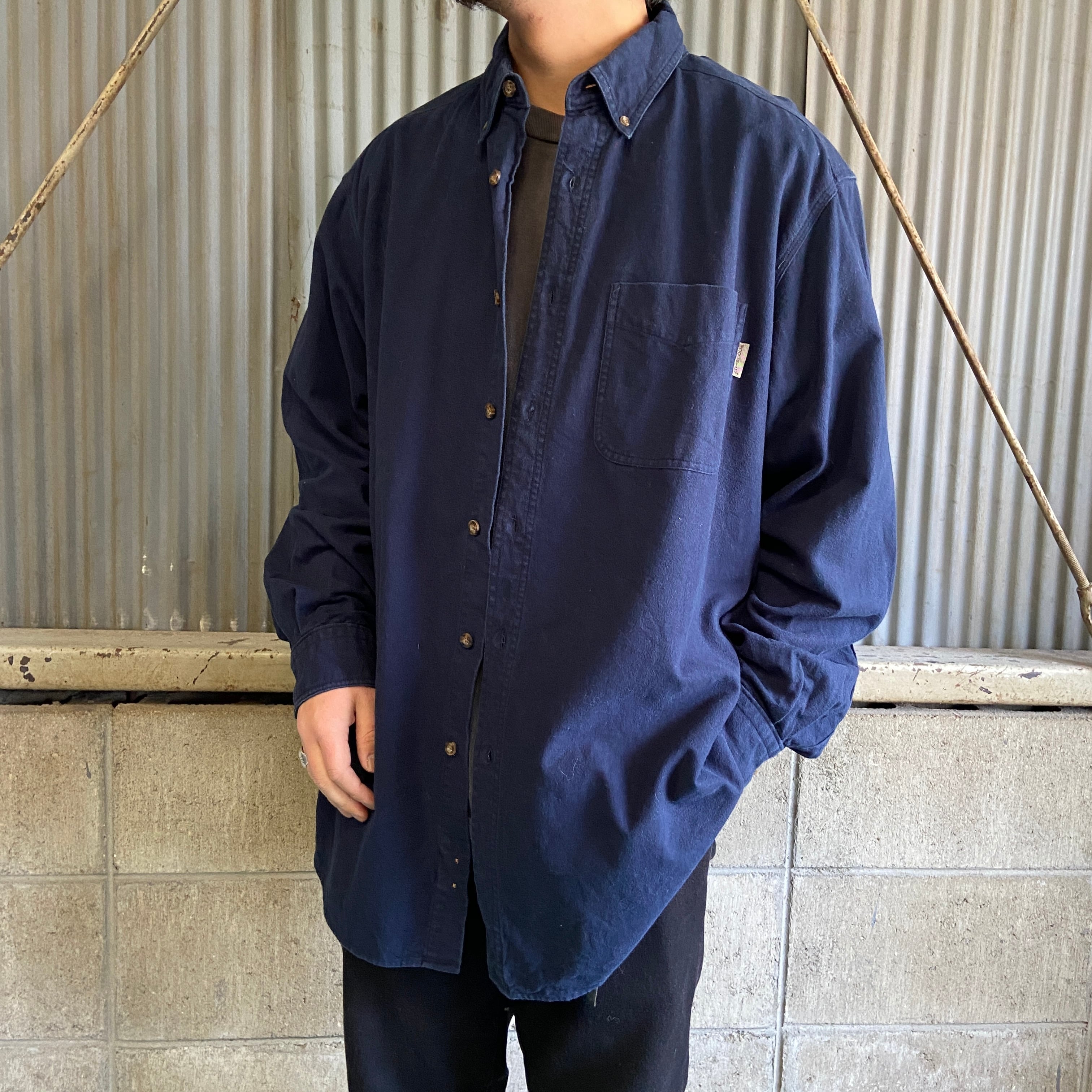 WOOLRICH ウールリッチ 無地 シャモアクロスシャツ 長袖シャツ メンズXL 古着 ボタンダウン B.D.シャツ ネイビー  紺【長袖シャツ】【3anniv】 | cave 古着屋【公式】古着通販サイト