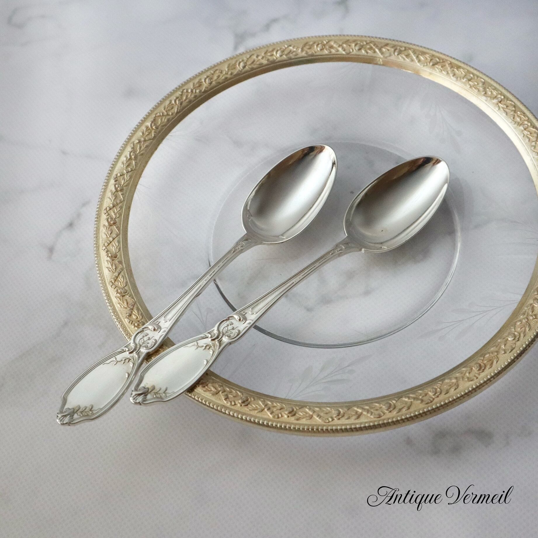 フランスシルバースプーンアール・ヌーボー蓮シルバー950純銀