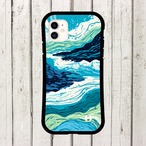 受注生産 iPhoneケース ブルーグリーンの海流マーブル｜水面模様 MARB027B