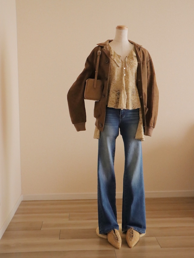 ●made in SWEDEN genuine suede leather blouson