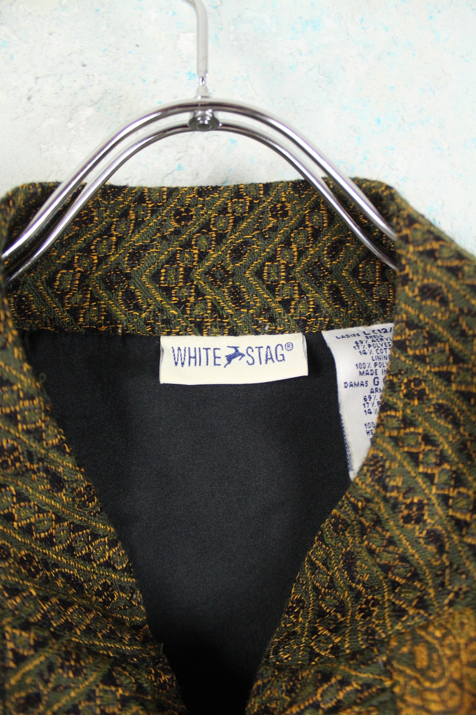 希少サイズ white stag ゴブラン織り ノーカラー チャイナジャケット