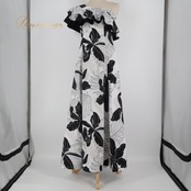 フラダンス 衣装 ワンピース ドレス マーメイドライン エムエムジェイ ブラック系 ホワイト系 MermaidLine MMJ 日本製 アシンメトリー 肩出し モノクロ ワンショルダー フリル かわいい 華やか 鮮やか 上品 ハワイアン レッスン 練習