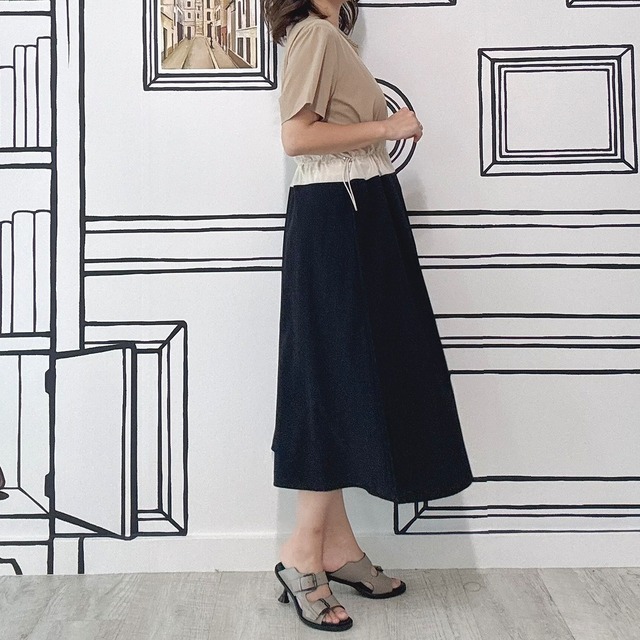 配色切替ドロストワンピース