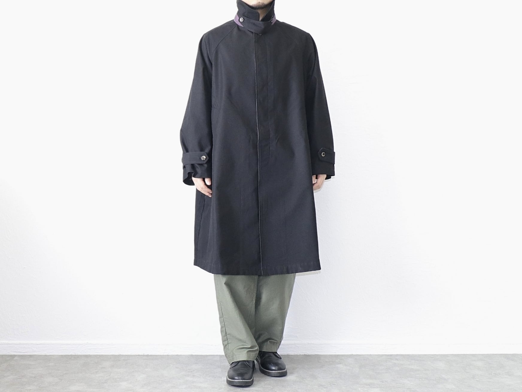 KELEN / BAL COLLAR COAT“GRAVES 2TONE” - BLACK ケレン / バルカラー