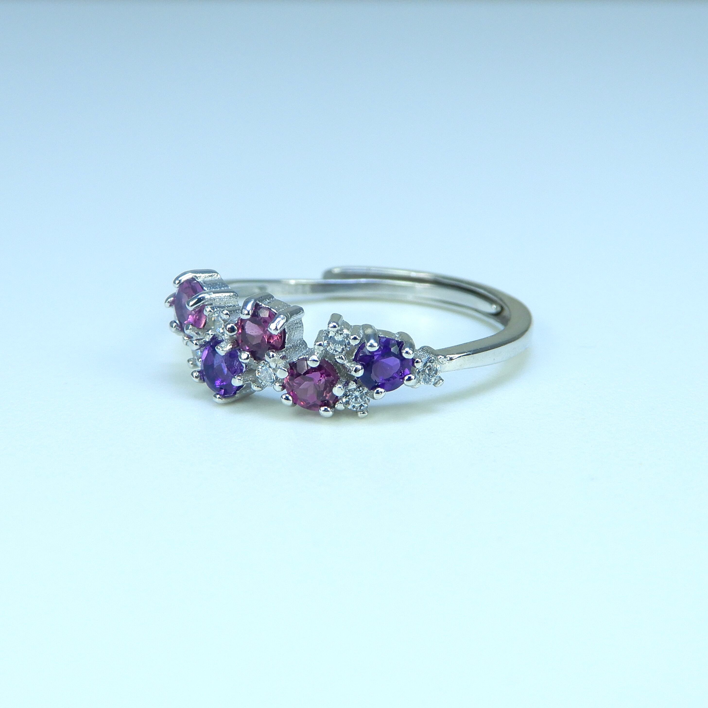 リースRing♦︎アメシスト・ロードライトガーネット♦︎WGカラー《0053》