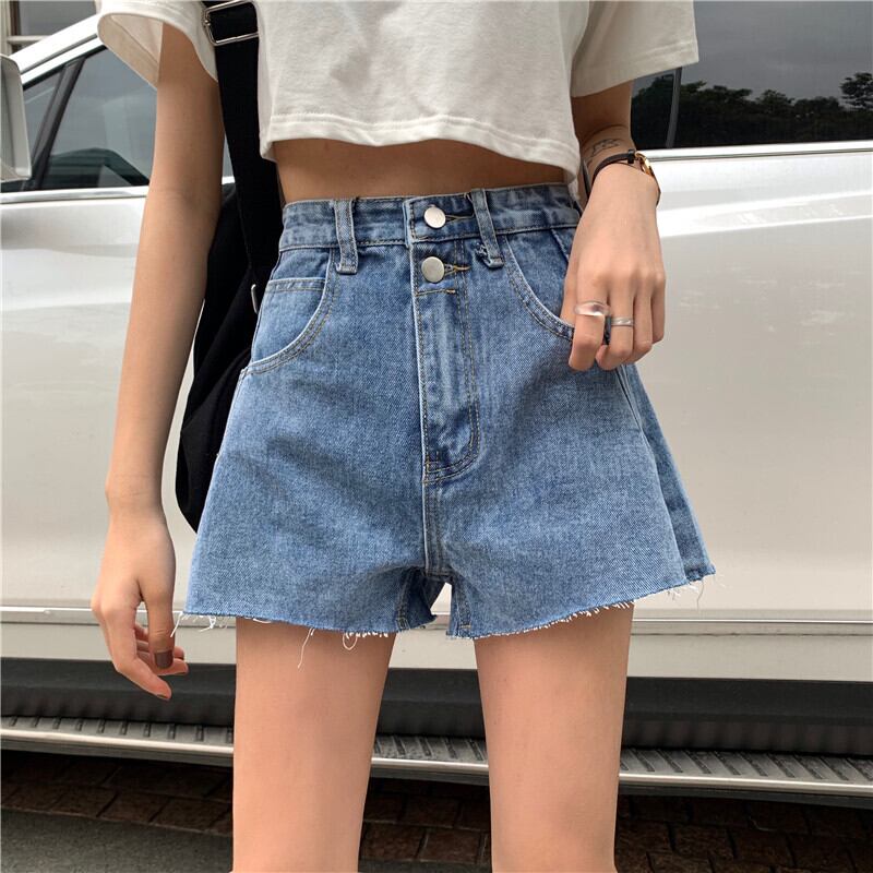 ジーンズレディースストレートルーズ2020年夏ウエストショーツスタイルルーズ擦り切れワイドレッグAラインホットパンツ 1号婦人4766859054