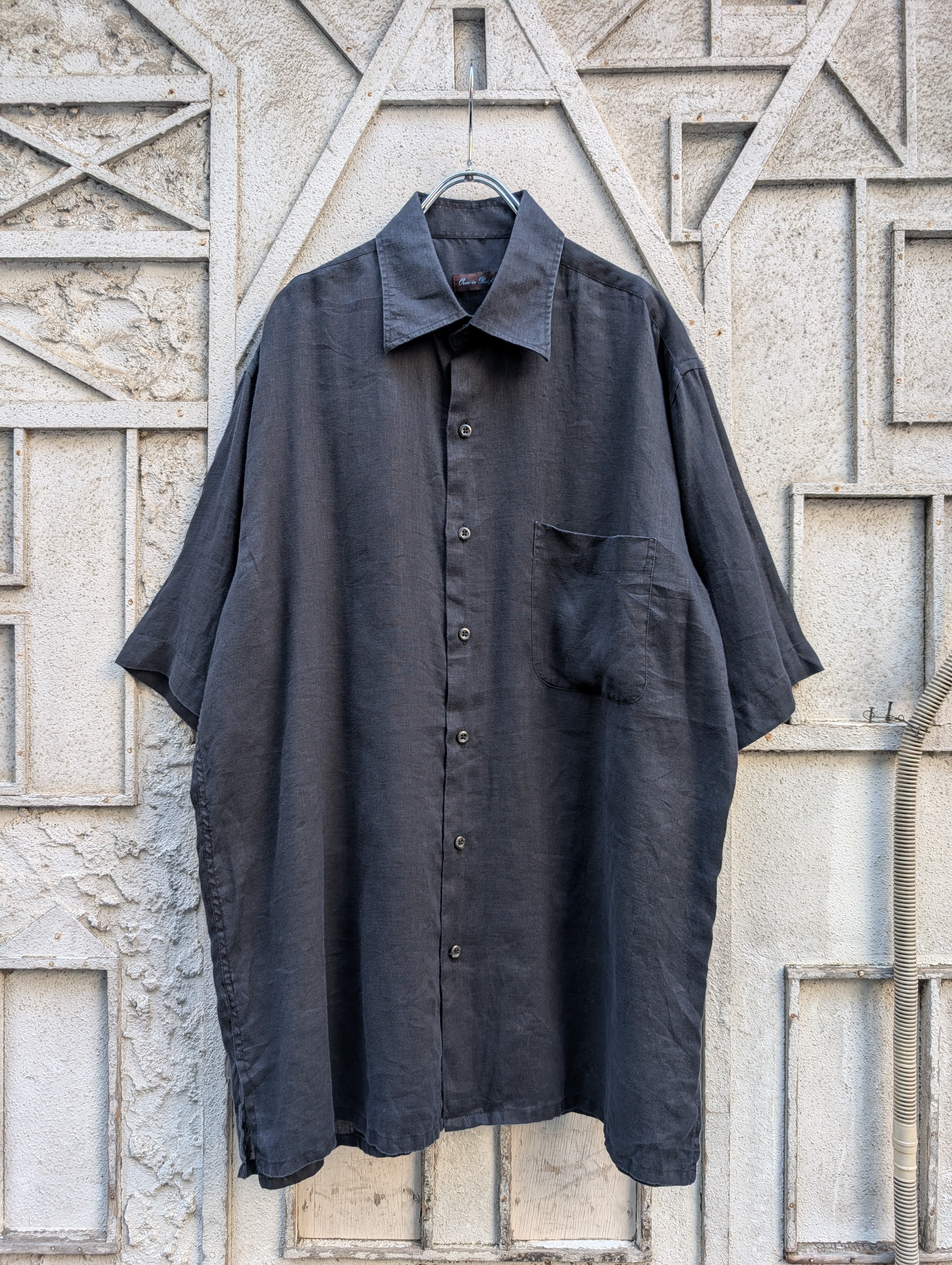 "LIGHTWEIGHT" black linen S/S shirt