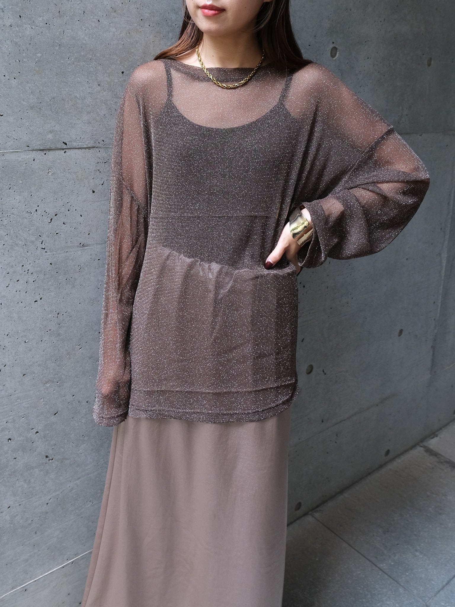 Oversized sheer lame top(オーバーサイズラメシアートップス)【5535041】select by Bou Jeloud