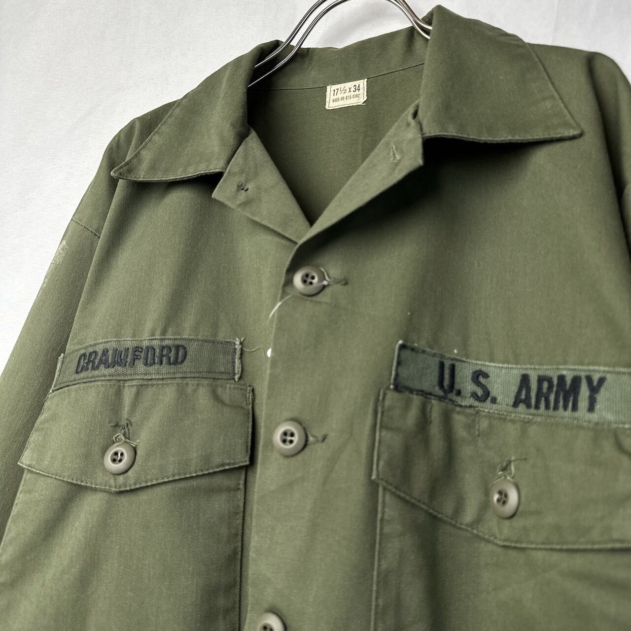 70s U.S.ARMY ユーティシャツ OG507 シャツ袖 ミリタリー vintage