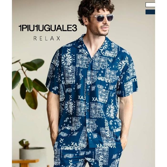 1PIU1UGUALE3 RELAX ウノピゥウノウグァーレトレ リラックス ペイズリー柄アロハシャツ 半袖 メンズ 男性 カジュアル 夏 1PIU1UGUALE3 RELAX ウノピゥウノウグァーレトレ リラックス