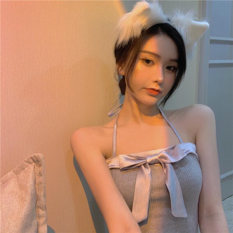 ニットショートサマー リボン 大人ガーリー スウィート キュート カジュアル 夏物 ブラックストロベリース96598498337