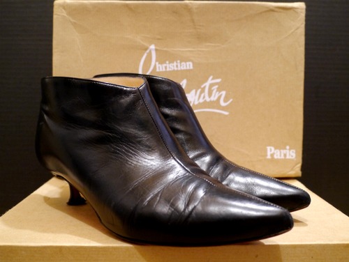 レア★Cristian Louboutin クリスチャンルブタン レザー ブーティ ショート ブーツ 黒★