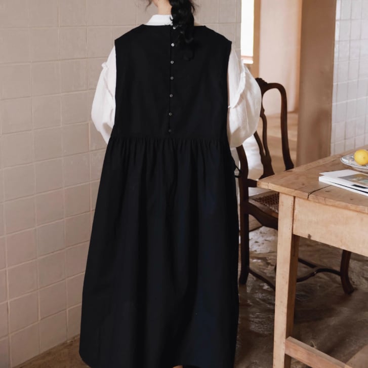 美品♡BEARDSLEY リネンジャンパースカート　ゆったり　たっぷりギャザー ピンタックギャザーリネンジャンスカ ・6398 | Lehtia（レフティア