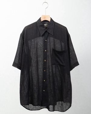 "IKE BEHAR" linen sheer short sleeve shirt / Made In USA