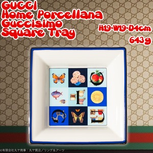オールドグッチ：グッチシモ角皿（スクエアプレート・コイントレイ・アシュトレイ）／GUCCI Home Porcellana Guccisimo Square Ashtray Table Tray