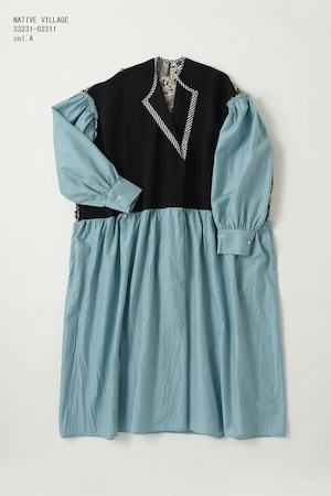 NATIVE VILLAGE  33231-02311　オープンカラードレス　Open collar dress