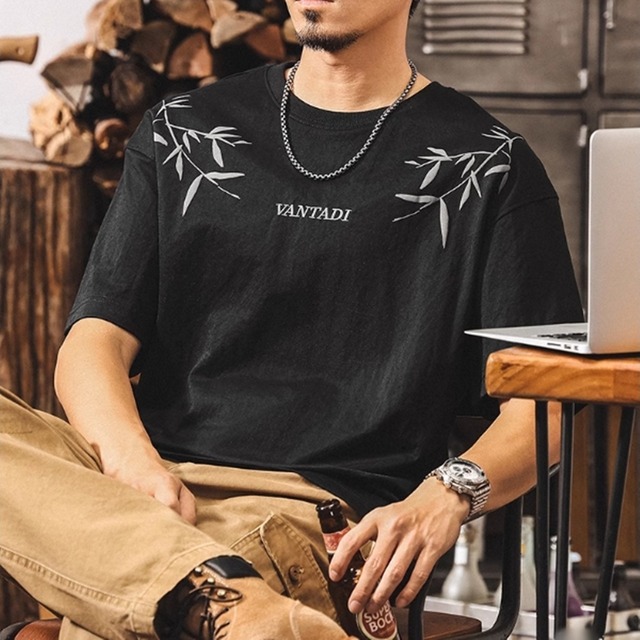 バンブーデザイン半袖Tシャツ 225730